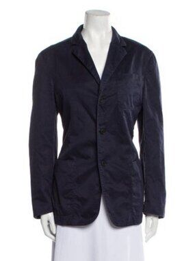 Prada Authentic Solid Midnight Blue Long Sleeve Blazer Jacket US 12 IT 48 Large
